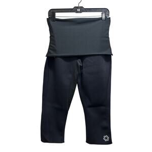 Zaggora HotPants Women's Fold Down Cropped Workout Leggings L Capris Black